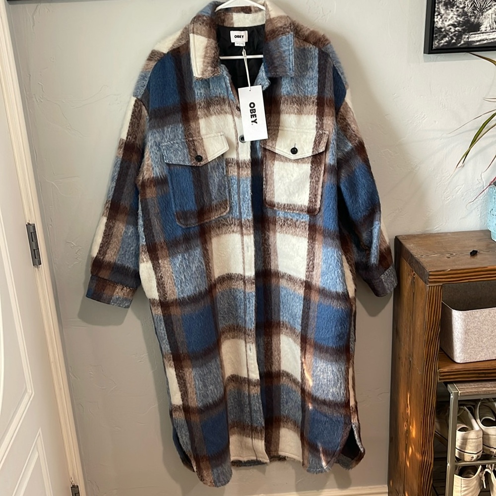 OBEY Emile jacket multi colored blue long